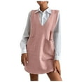 thumbnail image 1 of RMGVDSD Women Sweater Vest Oversized V Neck Sleeveless Knit Pullover Ribbed Vest Dress With Pockets Solid Color Fall Winter Trendy Outfits /Pink, 1 of 5