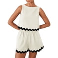thumbnail image 1 of RMGVDSD Women's 2 Piece Beach Vacation Outfits Casual Cropped Tank Top High Waist Shorts Set Tracksuit Women Shorts Sets Beachwear, 1 of 7