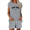 thumbnail image 1 of RMGVDSD Women's Casual Shorts Suit Spring Summer Comfortable Round Neck Set With Drawstring Daily Wear Shorts Tracksuit Sweatsuits, 1 of 4
