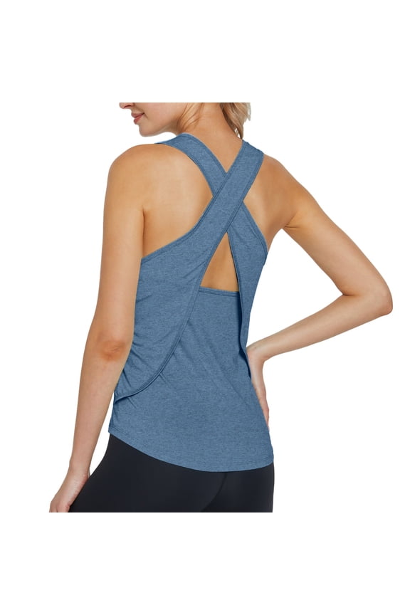 Women's Going Out Tops Open Back Workout Top Backless Yoga Shirts Tie Back Workout Tank Activewear Shirts Exercise Yoga Tank Tops Basic Soft Tank Top