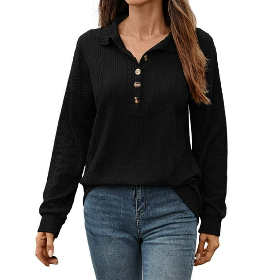 RMGVDSD Women's Hoodless Sweatshirt Womens Sweatshirts Casual Long Sleeve Button Up V Neck Pullover Tops Fall Everyday Basic Versatile Shirts Comfort Fit Sweatshirts