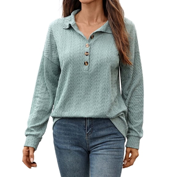 RMGVDSD Women's Hoodless Sweatshirt Womens Sweatshirts Casual Long Sleeve Button Up V Neck Pullover Tops Fall Everyday Basic Versatile Shirts Commuting Sweatshirt Tops