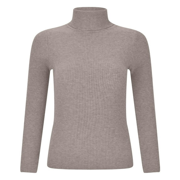 RMGVDSD Women's Long Sleeve Shirts Solid Color Turtleneck Sweaters Knitted Bottoming Shirt Fall Winter Tops Trendy Pullover Sweater Top /Khaki