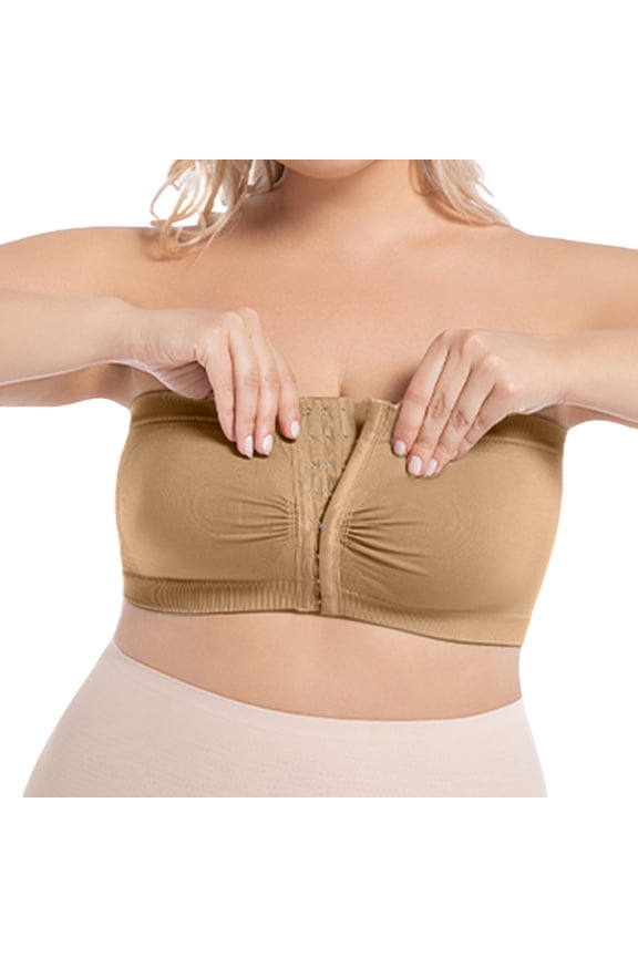 Women's Minimizer Bras Women's Plus Size Strapless Bras Front Closure Bandeau Half Push Up Bra Wireless Bralette Daily Seamless Bralettes