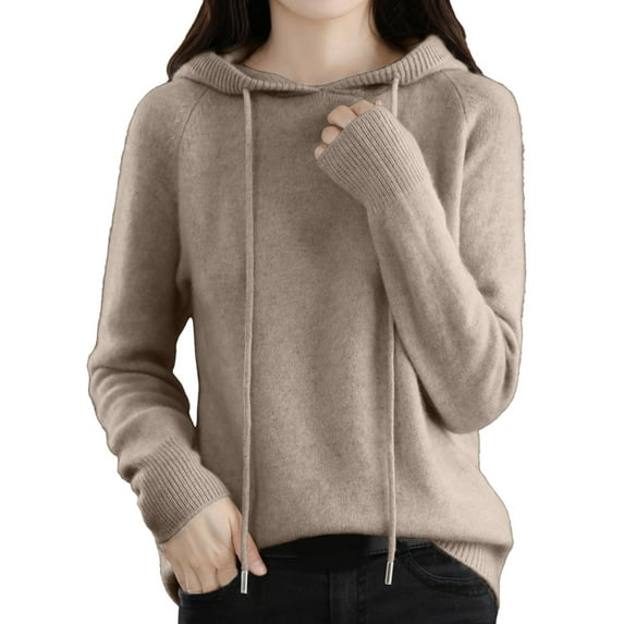 RMGVDSD Women's Soft Hooded Pullover Sweater Fashion Knitted Long Sleeve Sweaters For Women Solid Color Comfort Sweater Fashion Clothes /Grey
