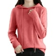 thumbnail image 1 of RMGVDSD Women's Soft Hooded Pullover Sweater Fashion Knitted Long Sleeve Sweaters For Women Solid Color Loose Knit Pullover Tops /Pink, 1 of 7