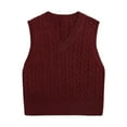 thumbnail image 1 of RMGVDSD Women's Sweater Vest V Neck Kint Vests Solid Color Classic Sleeveless Pullover Sweaters Tops Comfort Pullover Sweater Tops /, 1 of 2