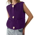 thumbnail image 1 of RMGVDSD Women's Tops Spring Fall Fashion Crochet Vest Hollow Out Sweater Vest Sleeveless Cardigans Solid Color Ladies Casual Knit Sweater /Purple, 1 of 5