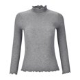 thumbnail image 1 of RMGVDSD Women's Turtleneck Long Sleeve Sweaters Autumn Winter Casual Basic Thermal Underwear Tops Solid Color Fashion Winter Clothes Sweater /Grey, 1 of 9