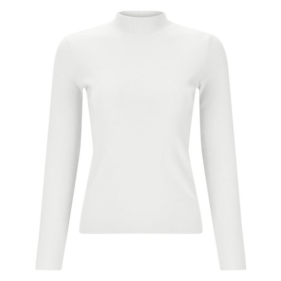 RMGVDSD Women's Turtleneck Long Sleeve Sweaters Autumn Winter Casual Basic Thermal Underwear Tops Solid Color Trendy Casual Fall Sweater /White