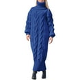 thumbnail image 1 of RMGVDSD Women's Turtleneck Oversized Long Sweater Dress Solid Color Casual Loose Long Sleeve Fall Winter Knit Dresses Trendy Casual Fall Sweater /Blue, 1 of 5