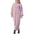 thumbnail image 1 of RMGVDSD Women's Turtleneck Oversized Long Sweater Dress Solid Color Casual Loose Long Sleeve Fall Winter Knit Dresses Trendy Casual Knitted Tops /Pink, 1 of 5