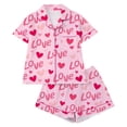 thumbnail image 1 of RMGVDSD Women's Valentines Day Pajamas Heart Print Lapel Short Sleeve Shorts Homewear Loungewear Comfortable Soft Sleepwear Nightwear Casual Comfy Pajamas, 1 of 9