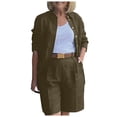 thumbnail image 1 of RMGVDSD Womens 2 Piece Outfits Casual Blazer Shorts Set For Women Plus Size Solid Color Long Sleeve Shorts Suits Daily Casual Workout Sets, 1 of 5