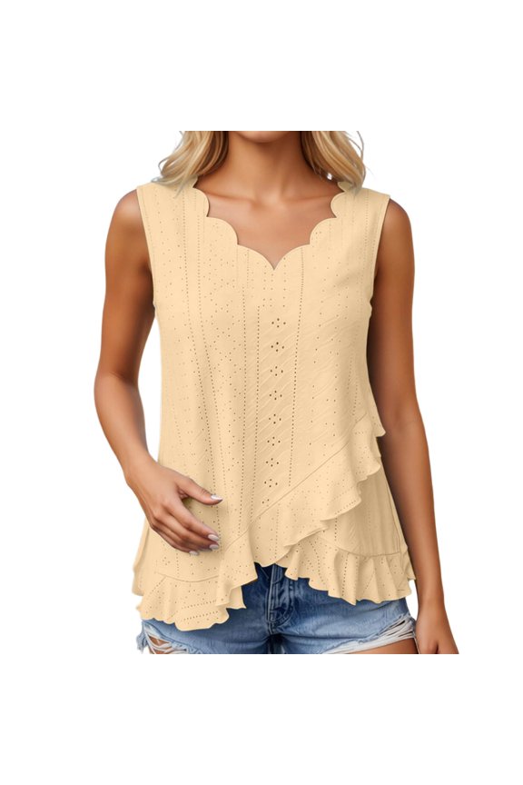 Womens 2026 Summer Tank Tops Solid Color Ruffle V Neck Sleeveless Shirts Casual Tank Top Fashion Tunic Tops Blouses Vacation Clothes Fashion Clothing