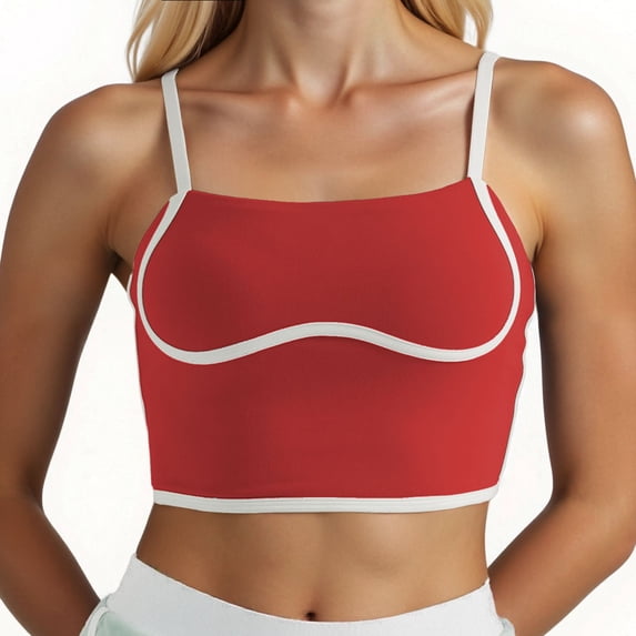 RMGVDSD Womens 2026 Summer Tank Tops Workout Tank Tops Square Neck Longline Sports Bra Support Crop Yoga Top Spaghetti Strap Built In Bras Versatile Tees