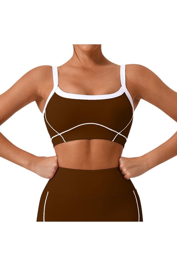 Womens Camisole Tank Tops Cropped Workout Tops Fashionable Casual Sleeveless Shoulder Straps Yoga Top With Built In Bra Support Trendy Tank Tops