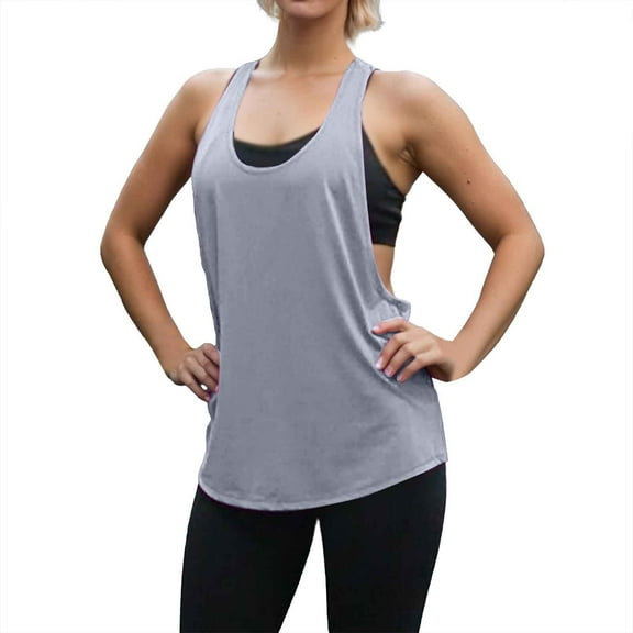 RMGVDSD Womens Casual Summer Tops Women Low Neck T Shaped Fitness Workout Tops Loose Quick Drying Sweat Absorbing Sports Sleeveless Tank Tops Soft Camisole Top