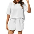 thumbnail image 1 of RMGVDSD Womens Fashion 2 Piece Outfits Sweatsuits Casual Summer Short Sleeve Round Neck Tops And Shorts Sets Loose Fit Matching Outfits, 1 of 9