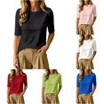 thumbnail image 1 of RMGVDSD Womens Half Sleeve Tops Casual Crewneck T Shirt Elbow Length Basic Tees Trendy Summer T-Shirts Solid Color Versatile Tshirts, 1 of 5
