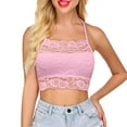 thumbnail image 1 of RMGVDSD Womens Lace Cami Bralettes High Neck Camisoles Cropped Tank Tops Womens Double-Layered Lace Crop Top Solid Color Cami Bralette Temperament Shirts, 1 of 5
