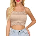 thumbnail image 1 of RMGVDSD Womens Lace Cami Bralettes High Neck Camisoles Cropped Tank Tops Womens Double-Layered Lace Crop Top Solid Color Cami Bralette Versatile Tees, 1 of 5