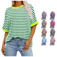 thumbnail image 1 of RMGVDSD Womens Oversized T Shirts Summer Tops Short Sleeve Striped T-Shirt Loose Fit Crew Neck Tee Shirts Basic Casual Tops, 1 of 6