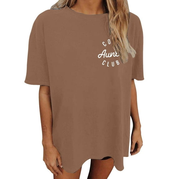RMGVDSD Womens Oversized T Shirts Women's Oversized Tops Letter Print Vintage Loose Fit Short Sleeve T Shirt Casual Dressy Tops