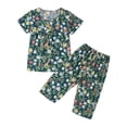 thumbnail image 1 of RMGVDSD Womens Pajama Sets Floral Print Pajamas Short Sleeve Tops and Capri Pants 2 Piece Loungewear Set Sleepwear Soft Nightwear Outfits, 1 of 6