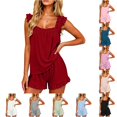 thumbnail image 1 of RMGVDSD Womens Pajamas Set 2 Piece Ruffle Pajama Soft Tank Top and Shorts Sleepwear Set 2 Piece Summer Solid Color Sleeveless Loungewear, 1 of 6