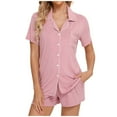 thumbnail image 1 of RMGVDSD Womens Pajamas Set 2 Piece Short Sleeve Sleepwear Button Down Top And Shorts Nightwear Loungewear Sets Soft Comfy Pajama Home Wear S, 1 of 5