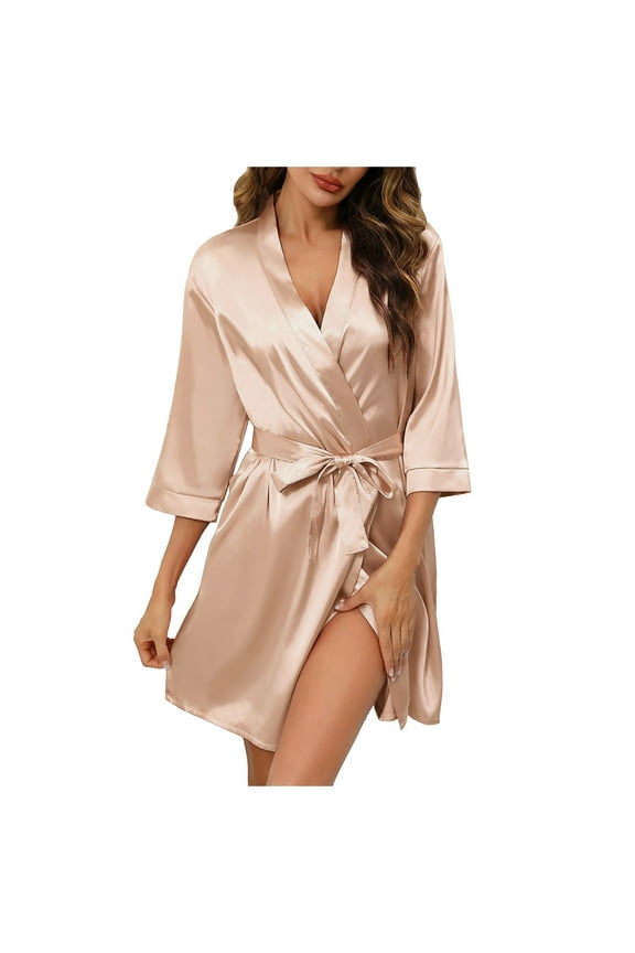 Womens Pajamas Set 2 Piece Women's Bride Bridesmaids Robe Short Satin Kimono Robes For Wedding & Bridal Party Silk Bathrobes For Women Halloween Pajama Sets