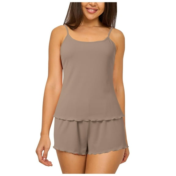 RMGVDSD Womens Pajamas Set Sexy Suspenders Shorts Sleepwear Set Solid Color Striped Loungewear Set Comfort Fit Women Outfits