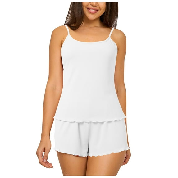 RMGVDSD Womens Pajamas Set Sexy Suspenders Shorts Sleepwear Set Solid Color Striped Loungewear Set Vacation Beach Sweatsuits