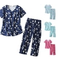 thumbnail image 1 of RMGVDSD Womens Pajamas Sets Short Sleeve Tops and Capri Pants Cute Cartoon Print Pajama Set 2 Piece Sleepwear Soft Comfy Loungewear, 1 of 4