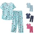 thumbnail image 1 of RMGVDSD Womens Pajamas Sets Short Sleeve Tops and Capri Pants Cute Cartoon Print Pajama Set 2 Piece Sleepwear Soft Comfy Loungewear, 1 of 4