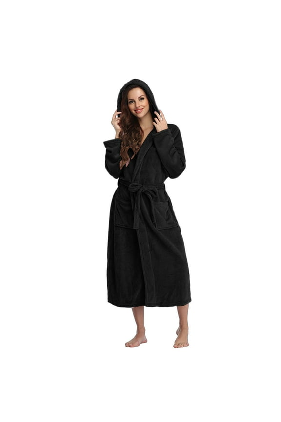 Womens Silk Pajama Sets Women Hooded Bathrobe Lightweight Soft Robe Long Flannel Sleepwear Hooded Bathrobe Long Robe Party Holiday Jammies