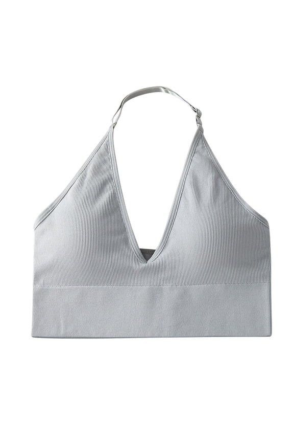 Womens Sports Bras Halter Sports Bras For Women Backless Deep V Neck Padded Adjustable Spaghetti Straps Workout Yoga Bra Tops Daily Seamless Bralettes