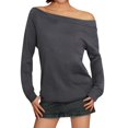 thumbnail image 1 of RMGVDSD Womens Summer T Shirts Womens Off The Shoulder Tops T-Shirt Casual Long Sleeve T Shirts Blouse Trendy Blouses, 1 of 6