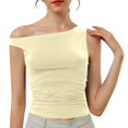 thumbnail image 1 of RMGVDSD Womens Summer Tops Solid Color Womens T-Shirt Off The Shoulder Tops Going Out T Shirts Crop Tank Top Fashion Clothes Soft Fashion Tops, 1 of 4