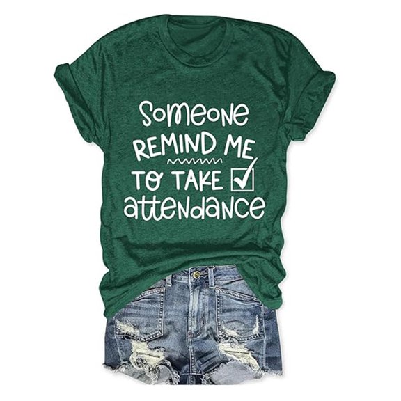 RMGVDSD Womens Summer Tops Teacher Womens Shirts Someone Remind Me Funny Letter Print Crew Neck School Life T Shirt Tops Trendy Clothes Tops