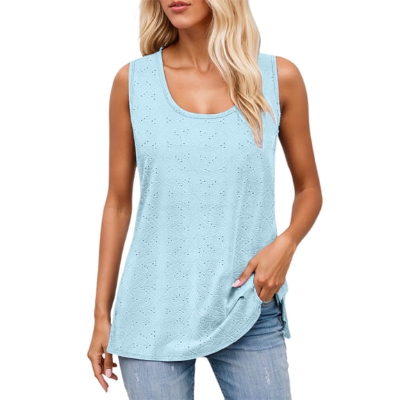 RMGVDSD Womens Summer Tops Women's Tank Top New Crew Neck Tops Loose Sleeveless T Shirt Soft Fashion Tops