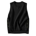 thumbnail image 1 of RMGVDSD Womens Sweater Vest Solid Color Loose Fit Women's Round Neck Sleeveless Pullover Ribbed Knit Sweater Vest Top Fall Winter Trendy Outfits /Black, 1 of 6