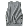 thumbnail image 1 of RMGVDSD Womens Sweater Vest Solid Color Loose Fit Women's Round Neck Sleeveless Pullover Ribbed Knit Sweater Vest Top Fashion Pullover Sweater Tops /Grey, 1 of 6