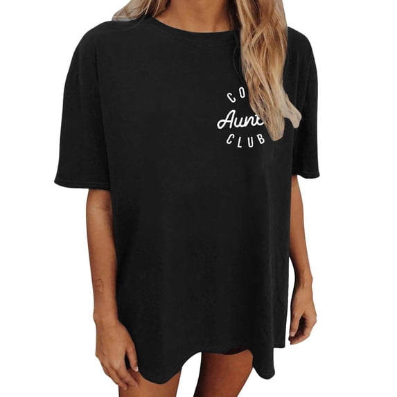 RMGVDSD Womens T Shirts Women's Oversized Tops Letter Print Vintage Loose Fit Short Sleeve T Shirt Fashion Loose Blouse