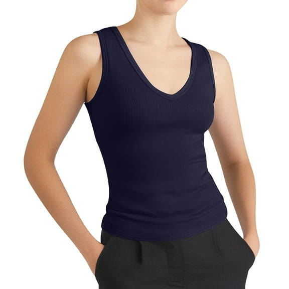 RMGVDSD Womens Tank Tops Shirts Women's Fashion Casual Tight V Neck Ribbed Knit Sleeveless Tank Tops Fashion Tees Shirts