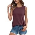 thumbnail image 1 of RMGVDSD Womens Tank Tops Solid Color Tank Top For Women Crew Neck Sleeveless Casual Tee Shirts Summer Fashion Tunic Tops Blouses Daily Wear Comfort Camisoles, 1 of 6