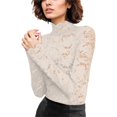 thumbnail image 1 of RMGVDSD Womens Tank Tops Women's Floral Lace Top Long Sleeve Neck See Through Mesh Underwear Blouse Shirt Trendy Clothes Tops, 1 of 4