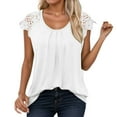 thumbnail image 1 of RMGVDSD Womens Tee Shirts Womens Lace Tops Pleated Short Sleeve Shirts Summer Business Casual Dressy Blouses Summer Tops Blouses, 1 of 6