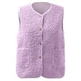 thumbnail image 1 of RMGVDSD Womens Vest Casual Sleeveless Cardigans V Neck Plush Warm Casual Cute Warm Vest Top Solid Color Tunic Sweaters Fashion Clothes /Purple, 1 of 5